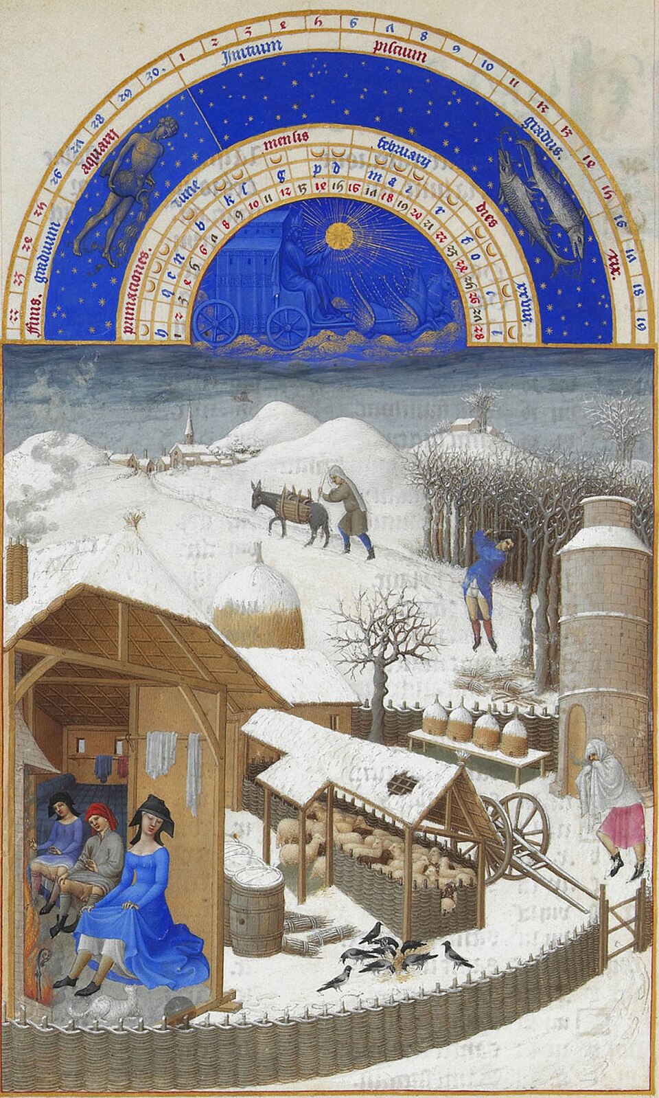February, from Les Très Riches Heures du duc de Berry, Limbourg brothers, c. 1412–16